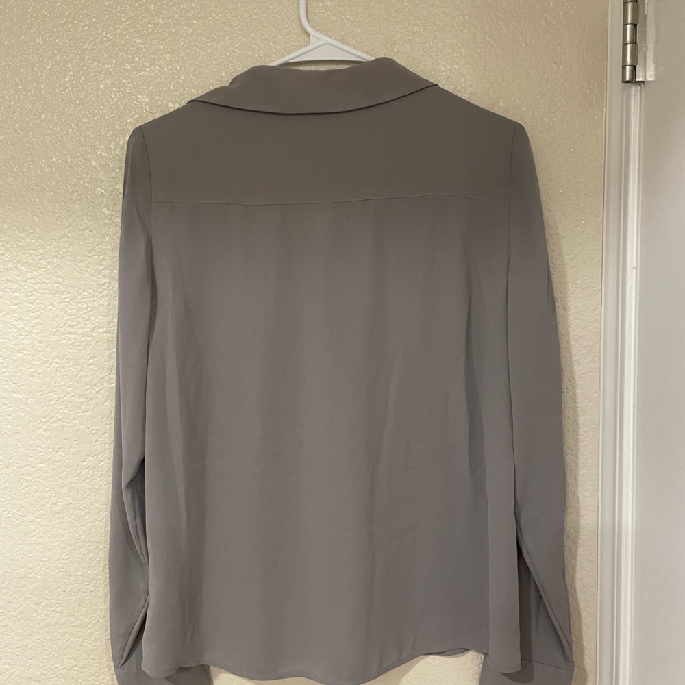 Calvin Klein Gray Ruffle Button-Front Blouse - Picture 2 of 4